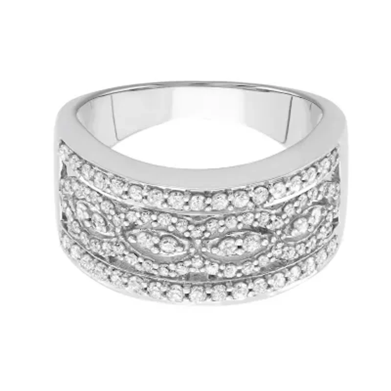3/4 CTTW White Diamond Art Deco Band 10KW