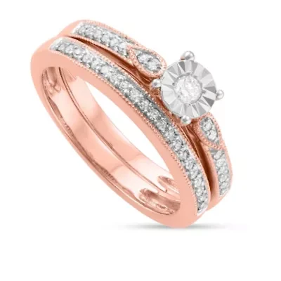 1/4 CTTW Diamond Bridal Ring Set 10K Rose Gold