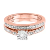 1/4 CTTW Diamond Bridal Ring Set 10K Rose Gold