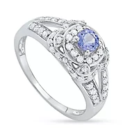 CTTW Diamond And Tanzanite Engagement Ring 14KW