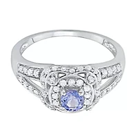 CTTW Diamond And Tanzanite Engagement Ring 14KW