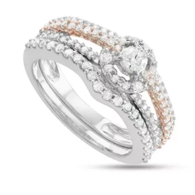 1.00 CTTW Diamond Bridal Ring Set 14KW