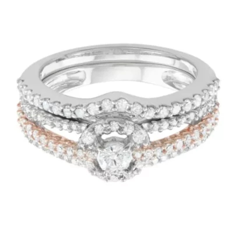 1.00 CTTW Diamond Bridal Ring Set 14KW