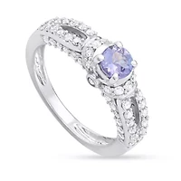 CTTW Diamond And Tanzanite Engagement Ring 14KW