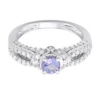 CTTW Diamond And Tanzanite Engagement Ring 14KW