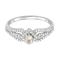 1/2 CTTW Diamond And Morganite Engagement Ring 14KW