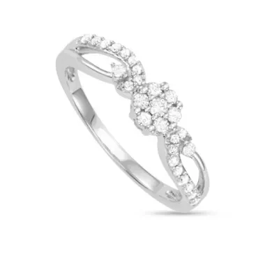 1/3 CTTW Delicate Cluster Diamond Band 10KW Gold