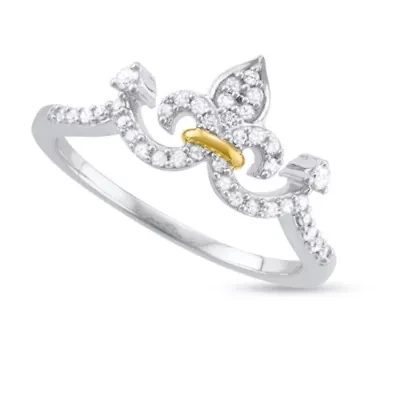 1/5 CTTW Diamond Tiara Crown Ring Rhodium Plated Sterling Silver