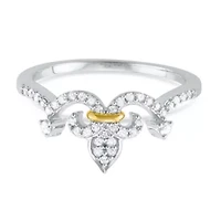 1/5 CTTW Diamond Tiara Crown Ring Rhodium Plated Sterling Silver