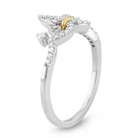 1/5 CTTW Diamond Tiara Crown Ring Rhodium Plated Sterling Silver