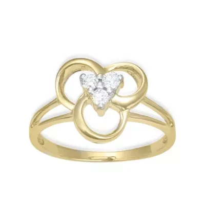 0.15CTTW  3 Stone Diamond Ring 10k Yellow Gold