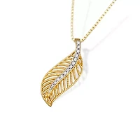0.06CTTW Diamond Leaf Pendant in Rhodium Plated Sterling Silver
