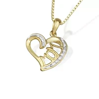 0.06CTTW Diamond Mom Heart Pendant Yellow Gold Plated Over Sterling Silver