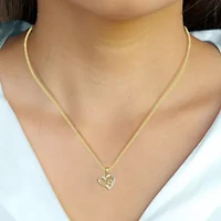 0.06CTTW Diamond Mom Heart Pendant Yellow Gold Plated Over Sterling Silver