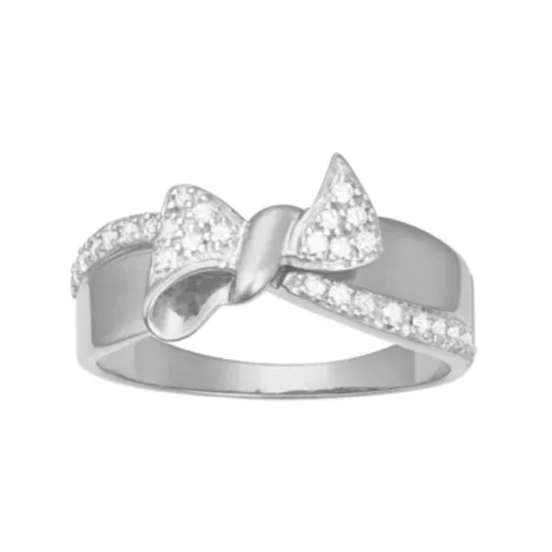 0.16CTTW Diamond Bow Ring Sterling Silver