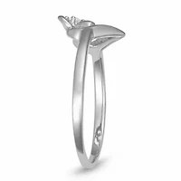 0.03CTTW Diamond Heart Ribbon Ring Rhodium Plated Sterling Silver