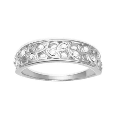 0.12CTTW Diamond Ring Rose Gold Plated Sterling Silver