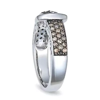 0.50CTTW Blue Diamond Buckle Ring Rhodium plated Sterling Silver