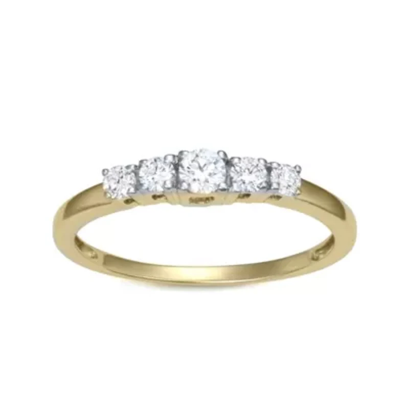 Lab Created 0.30CTTW 5 STONE DIAMON RING 10KY