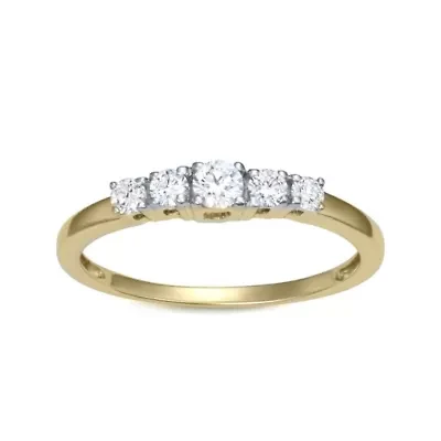Lab Created 0.30CTTW 5 STONE DIAMON RING 10KY