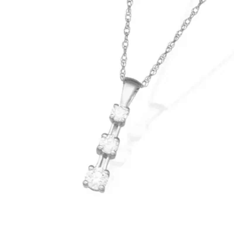 Lab Created 0.25CTTW 3 STONE PENDANT 10KY