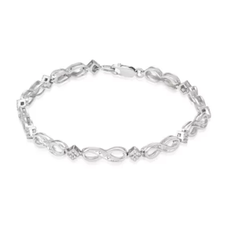 0.10 CTTW Diamond Infinity Bracelet in Rhodium Plated Sterling Silver