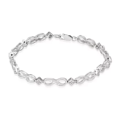 0.10 CTTW Diamond Infinity Bracelet in Rhodium Plated Sterling Silver