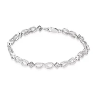 0.10 CTTW Diamond Infinity Bracelet in Rhodium Plated Sterling Silver