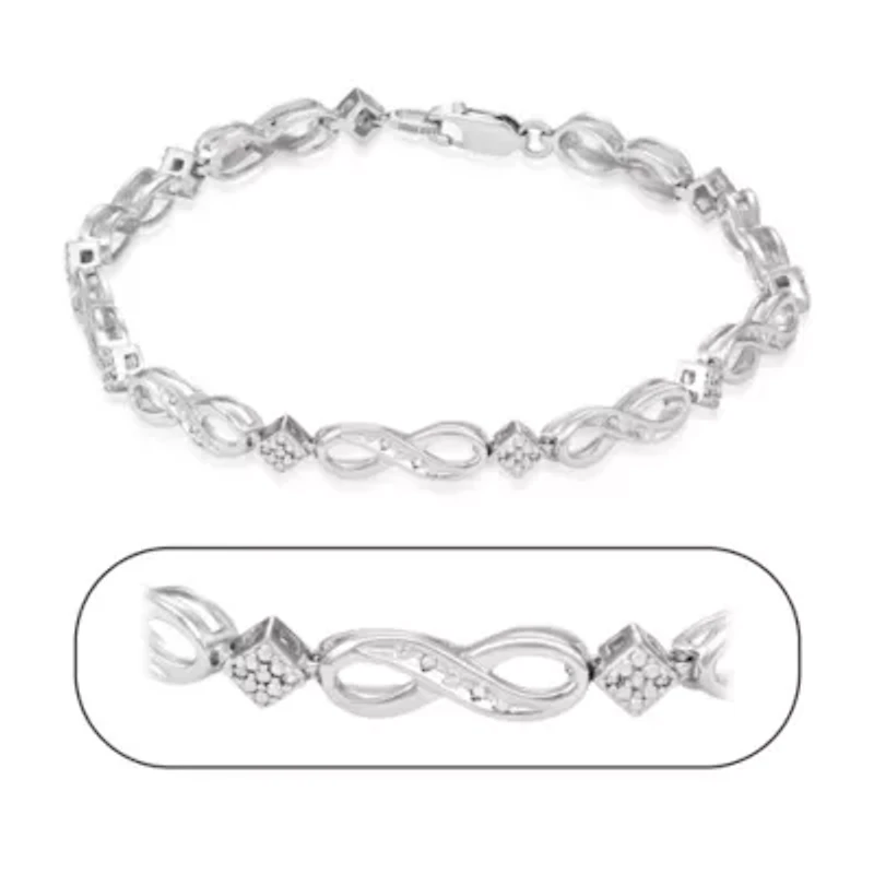 0.10 CTTW Diamond Infinity Bracelet in Rhodium Plated Sterling Silver