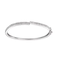 1.00CTTW Diamond Bangle Rhodium Plated in Sterling Silver