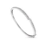 1.00CTTW Diamond Bangle Rhodium Plated in Sterling Silver