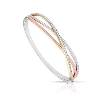 0.50CTTW Diamond Bangle in Rose, White and Yellow Gold Plated Sterling Silver