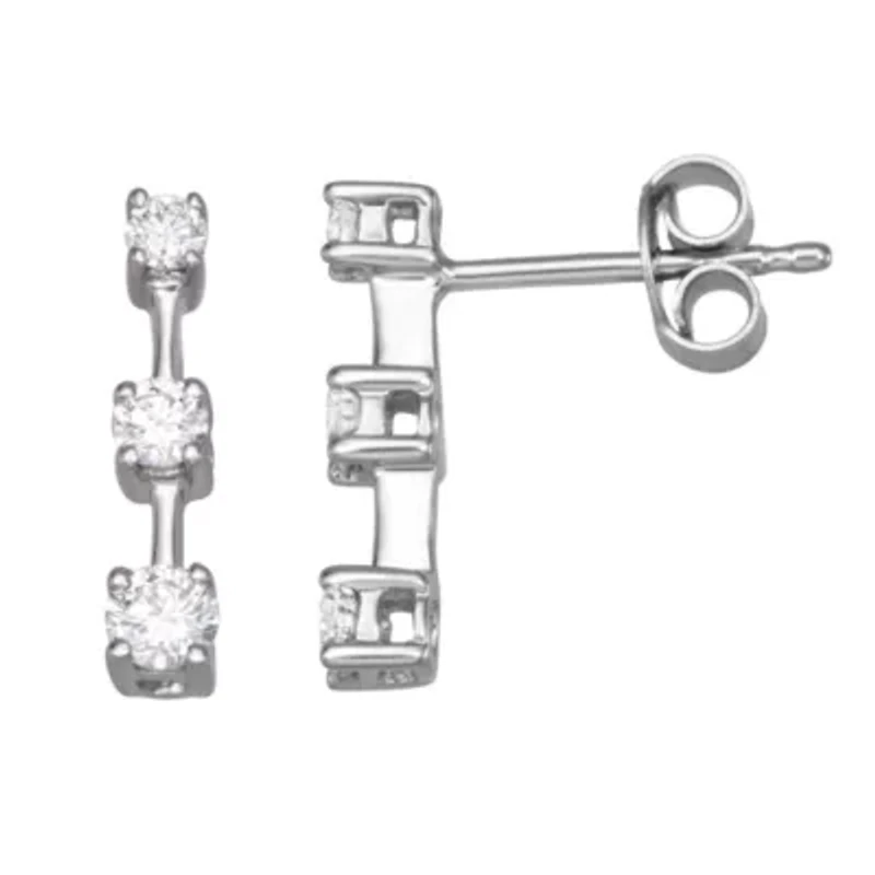 Lab Created 0.50CTTW DIAMOND EARRINGS IN SS