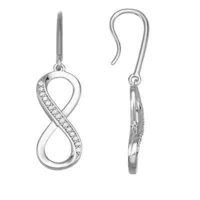 0.38CTTW Diamond Infinity Earring Rhodium Plated in Sterling Silver