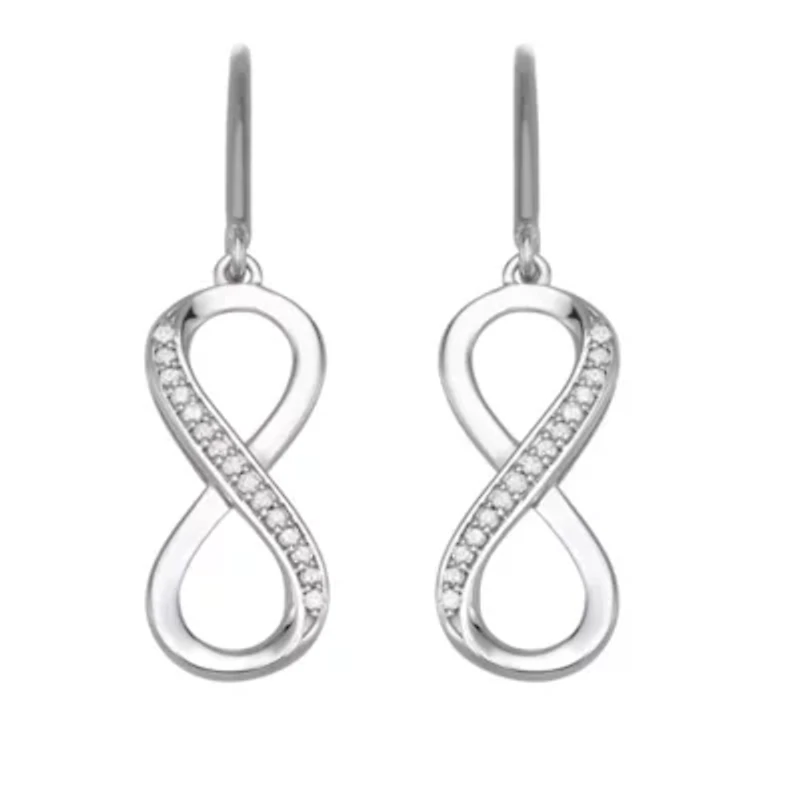 0.38CTTW Diamond Infinity Earring Rhodium Plated in Sterling Silver