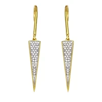 0.38CTTW Diamond Triangle Dangling Earring in Yellow Gold Plated Over Sterling Silver
