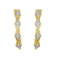 0.25CTTW Diamond Hoop Earring in Yellow Gold Plated Over Sterling Silver