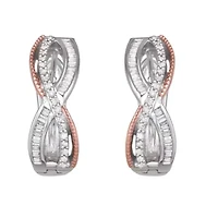 0.50CTTW Diamond Infinity Earring in Two Tone Plate Sterling Silver