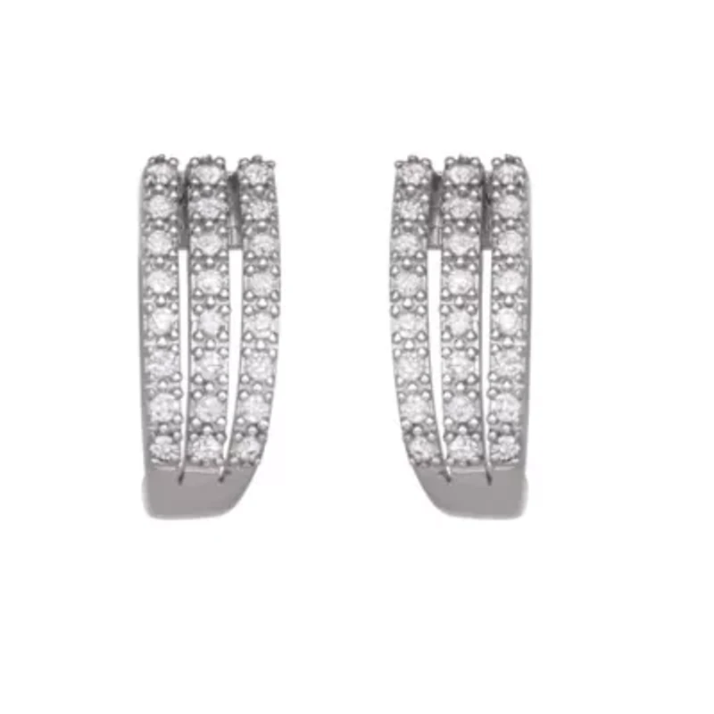 0.20 CTTW Diamond Hoop Earrings in Rhodium Plated Sterling Silver