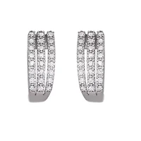 0.20 CTTW Diamond Hoop Earrings in Rhodium Plated Sterling Silver