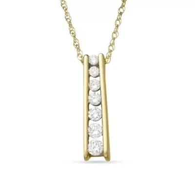 Lab Created 0.20CTTW DIAMOND JOURNEY PENDANT IN 10KY
