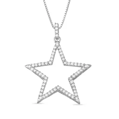 0.50 CTTW Star Necklace in Rhodium Plated Sterling Silver