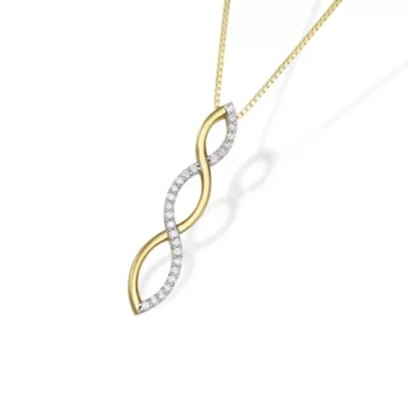 0.25CTTW Diamond Infinity Pendant Yellow Gold Plater Over Sterling Silver