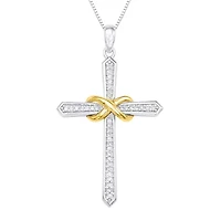 1/6 CTTW Diamond Cross Neckalce Pendant in Sterling Silver