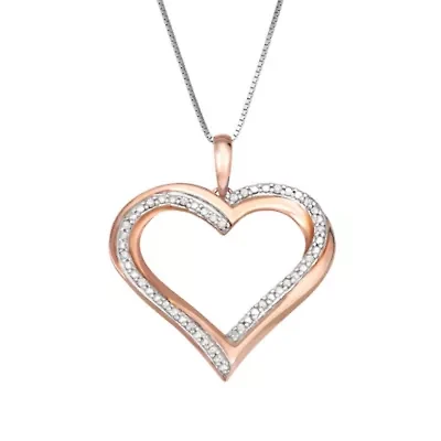 0.16CTTW Heart Necklace in Rose Gold Plated Sterling Silver