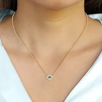 0.16 CTTW Blue and White Diamond Evil Eye Necklace in Yellow Gold Plated Sterling Silver