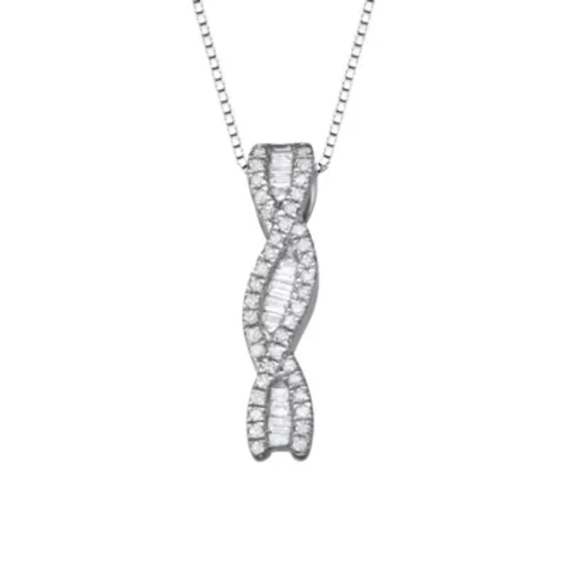 0.28CTTW Diamond Infinity Pendant in Rhodium Plated Sterling Silver
