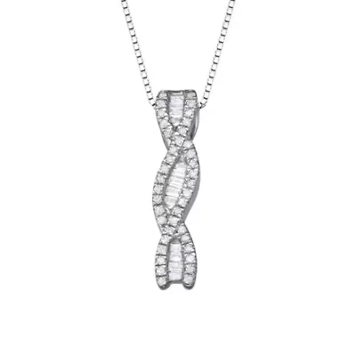 0.28CTTW Diamond Infinity Pendant in Rhodium Plated Sterling Silver