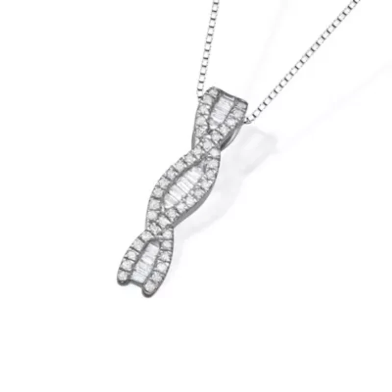 0.28CTTW Diamond Infinity Pendant in Rhodium Plated Sterling Silver