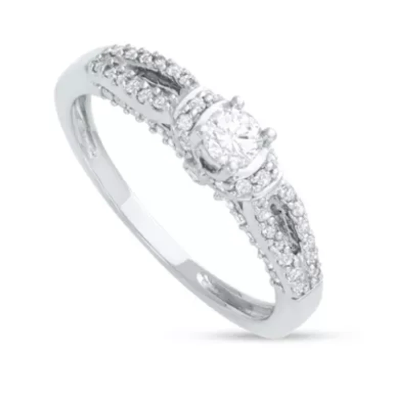 1/2 CTTW Diamond And White Engagement Ring 14KW